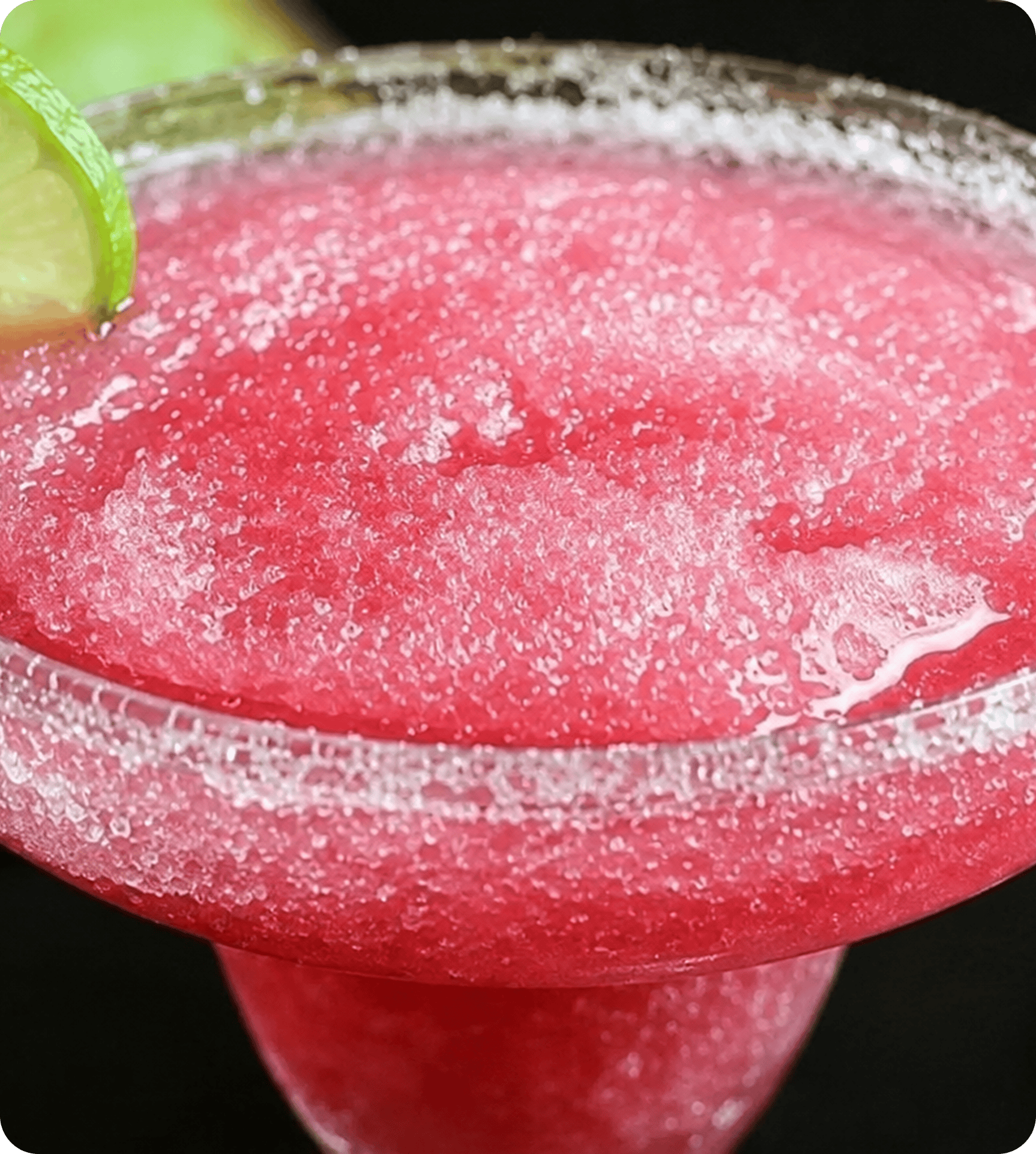 Icy pink drink in a glass